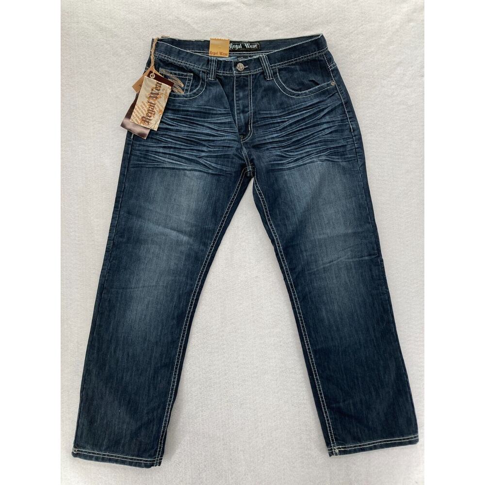 Vintage Regal Wear Jeans Mens 36x30 Relaxed Straight Blue Denim Embroidered‎ Y2K